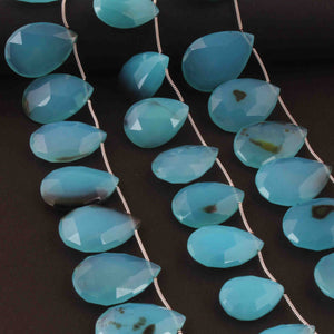 1  Strand Blue Chalcedony Faceted Briolettes - Pear Drop  Briolettes - 26mmx18mm-30mmx20mm -7 Inches BR3102 - Tucson Beads