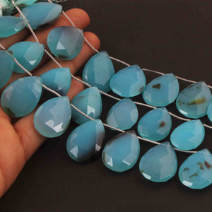 1  Strand Blue Chalcedony Faceted Briolettes - Pear Drop  Briolettes - 26mmx18mm-30mmx20mm -7 Inches BR3102 - Tucson Beads