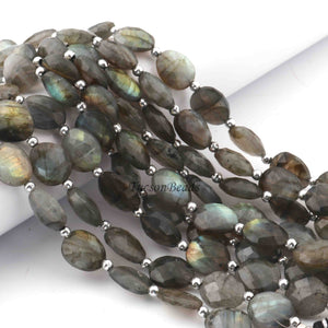 1 Strand Labradorite  Faceted Briolettes -Oval Shape Briolettes - 14mmx13mm-7.5 inch BR0149 - Tucson Beads