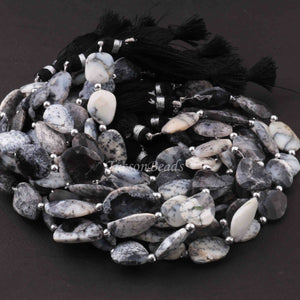 1 Strand Dendrite Opal Faceted Briolettes -Assorted Shape Briolettes - 23mmx13mm-12mmx11mm-8.5 inch BR0231 - Tucson Beads