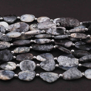 1 Strand Dendrite Opal Faceted Briolettes -Assorted Shape Briolettes - 23mmx13mm-12mmx11mm-8.5 inch BR0231 - Tucson Beads