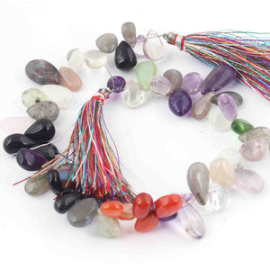 1 Long Strand Multi Stone Smooth Briolettes - Pear Shape Mix Stone Briolettes - 11mmx7mm-18mmx9mm -10.5 Inches BR2688 - Tucson Beads