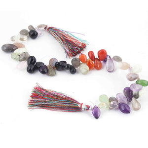 1 Long Strand Multi Stone Smooth Briolettes - Pear Shape Mix Stone Briolettes - 11mmx7mm-18mmx9mm -10.5 Inches BR2688 - Tucson Beads