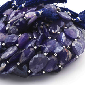 1 Strand Excellent Quality Blue Chalcedony Silver Coated Briolettes- Assorted Shape Briolettes - 13mmx11mm-21mmx13mm - 8.5 Inches- BR0248 - Tucson Beads