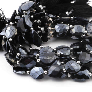 1 Strand Excellent Quality Black Spinel Silver Coated Briolettes- Assorted Shape Briolettes - 16mmx10mm-11mmx9mm - 8 Inches- BR0239 - Tucson Beads