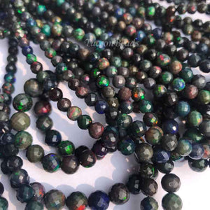 1 Long Strand Black Ethiopian Welo Round Faceted Rondelles - Round Bolls Ethiopian Roundelles Beads 4mm-7mm 17 Inches long BR0130 - Tucson Beads