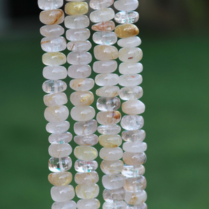 1 Strand Excellent Quality Golden Rutile Smooth Rondelles- Roundel Beads 9mm-10mm, 9 Inches BR864 - Tucson Beads