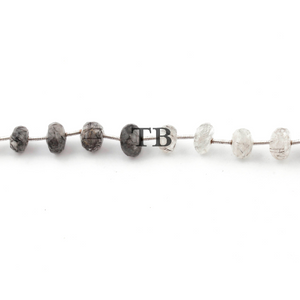 1 Strand Black Rutile Faceted Rondelles - Tourmilated Quartz Faceted Roundelles Beads 8mm-9mm 8 Inches BR3686 - Tucson Beads