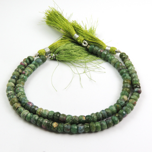 1 Strand Ruby Zoisite Faceted Rondelles - Roundel Beads 6mm 8 Inches BR602 - Tucson Beads