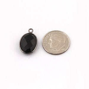 10 Pcs Black Onyx Faceted Oxidized Silver Oval Single Bail Pendant - 16mmx11mm-18mmx11mm SS051 - Tucson Beads