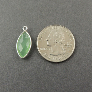 4 Pcs Green Chalcedony 925 Sterling Silver Smooth Marquise Shape Single Bail Pendant 20mmx9mm SS067 - Tucson Beads