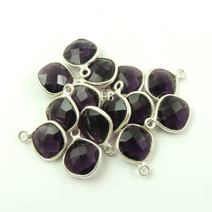 9 Pcs Amythest Faceted 925 Sterling Silver cushion Shape Single Bail pendant 12mmx10mm-15mmX11mm SS457 - Tucson Beads