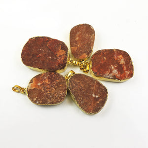 Sunstone Druzy Druzzy Drusy 24K Gold Plated Electroplated Fancy Shape Single Bail Pendant DRZ012 - Tucson Beads