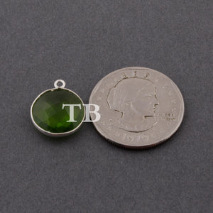 6 Pcs Peridot Hydro Round Faceted 925 Sterling Silver Pendant- 18mmx15mm SS247 - Tucson Beads