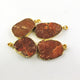 Sunstone Druzy Druzzy Drusy 24K Gold Plated Electroplated Fancy Shape Single Bail Pendant DRZ012 - Tucson Beads