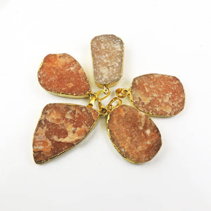 Sunstone Druzy Druzzy Drusy 24K Gold Plated Electroplated Fancy Shape Single Bail Pendant DRZ012 - Tucson Beads