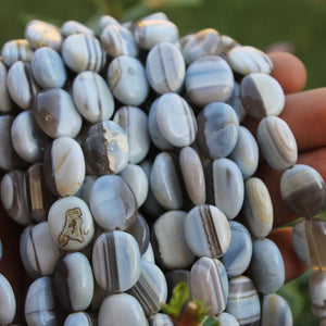 1 Long Strand Blue Oregon Smooth Oval Beads- Blue Opal Plain Oval Briolettes 9mmx8mm-18mmx13mm 8.5 Inches BR2220 - Tucson Beads