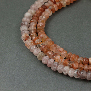 1 Strand Orange Rutile Faceted Round Briolettes - Orange Rutile Briolettes 5mm-7mm 10.5 Inches BR2261 - Tucson Beads