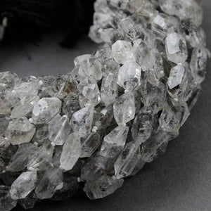 1 Strand Herkimer Diamond Faceted Front Side Drill Briolettes - Raw Diamond Beads 9mmx8mm-13mmx8mm 13.5 Inches br2357 - Tucson Beads