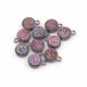 10 Pcs Mystic Druzy Round Pendant, Oxidized Plated,Single Bail Pendant,Bezel Round Pendant  10mmX7mm PC337 - Tucson Beads