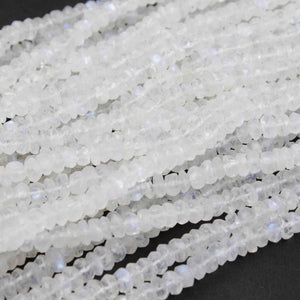 1 Strand White Rainbow Moonstone Faceted Rondelles Beads 5mm-6mm 17 Inches Long BR2106 - Tucson Beads