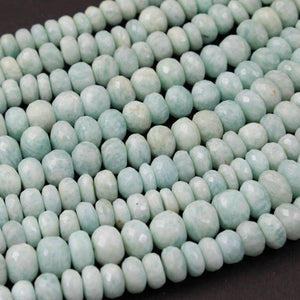 1 Long Strand Russian Amazonite Faceted  Rondelles - Amazonite Faceted Round Beads 10mm-13mm 10.5Inch BR3890 - Tucson Beads