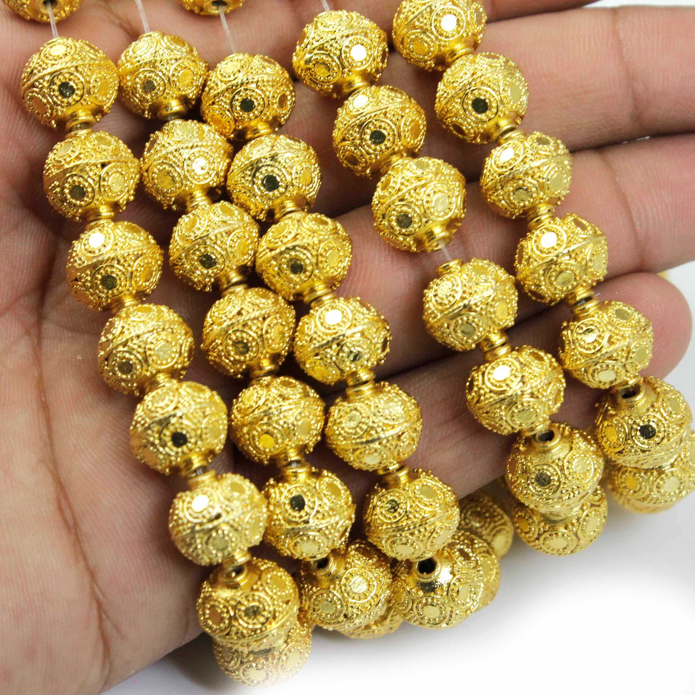 2 Strands 24k Gold Plated Designer Copper Casting Fancy Tube Beads -  5mmx5mm - Jewelry - 7.5 Inches GPC744