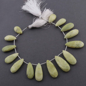 1 Strand Green Opal Faceted Pear Drop Briolettes - Green Opal Pear Shape Beads 20mmx11mm-33mmx14mm 9 Inches BR3062 - Tucson Beads