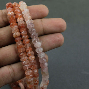 1 Strand Orange Rutile Faceted Round Briolettes - Orange Rutile Briolettes 5mm-7mm 10.5 Inches BR2261 - Tucson Beads