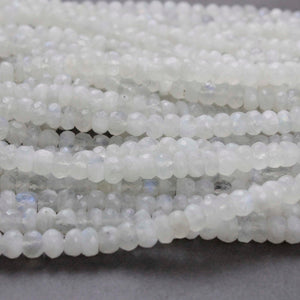 1 Strand White Rainbow Moonstone Faceted Rondelles - Roundelle Beads 6mm-7mm 8 Inches BR1514 - Tucson Beads