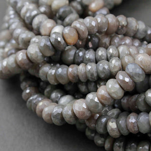 1 Strand Shaded Gray Moonstone Silver Coated Faceted Rondelles - Roundel Beads 7mm-9mm 13 Inches BR2562 - Tucson Beads