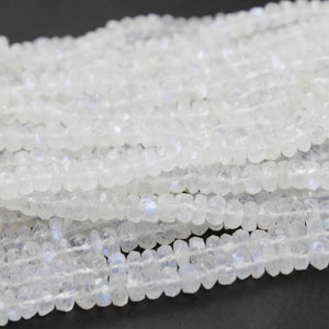 1 Strand White Rainbow Moonstone Faceted Rondelles Beads 5mm-6mm 17 Inches Long BR2106 - Tucson Beads