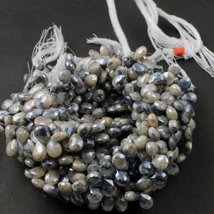 1 Strand Shaded Grey/ Blue Silverite Faceted Briolettes - Pear Drop Beads - 10mmx8mm 8 Inches BR551 - Tucson Beads