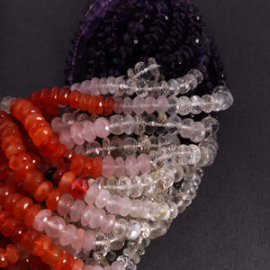 1 Strand Multi Stone Faceted Rondelles - Mix Stone Roundles Beads 6mm-8mm 9 Inches BR3247 - Tucson Beads