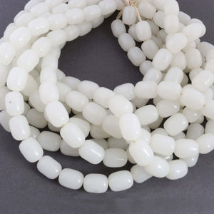 1 Strand White Chalcedony Smooth Drum Beads- Chalcedony Smooth Drum Beads 16mmx12mm 15 inches BR1597 - Tucson Beads