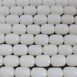 1 Strand White Chalcedony Smooth Drum Beads- Chalcedony Smooth Drum Beads 16mmx12mm 15 inches BR1597 - Tucson Beads