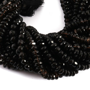 2 Strands Smoky Quartz Faceted Rondelles Briolettes - Smoky Quartz Round Beads 5mm-10mm 9 Inch BR2906 - Tucson Beads