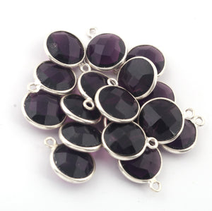 10 Pcs Amethyst 925 Sterling Silver Faceted Round Shape Pendant- Gemstone Pendant 12mmx10mm-14mmx11mm SS455 - Tucson Beads